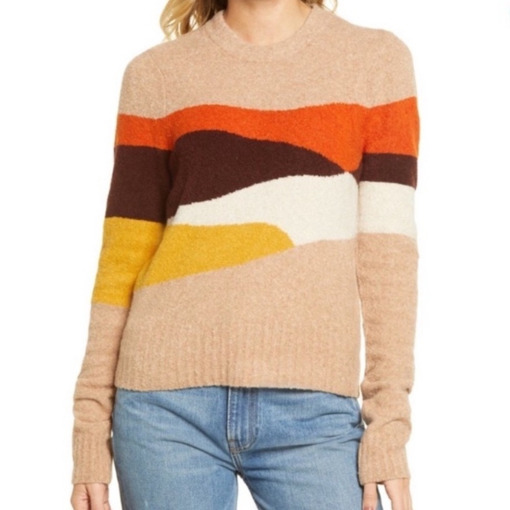 Faherty Summit Intarsia Landscape Crewneck Sweater NWT Size Small